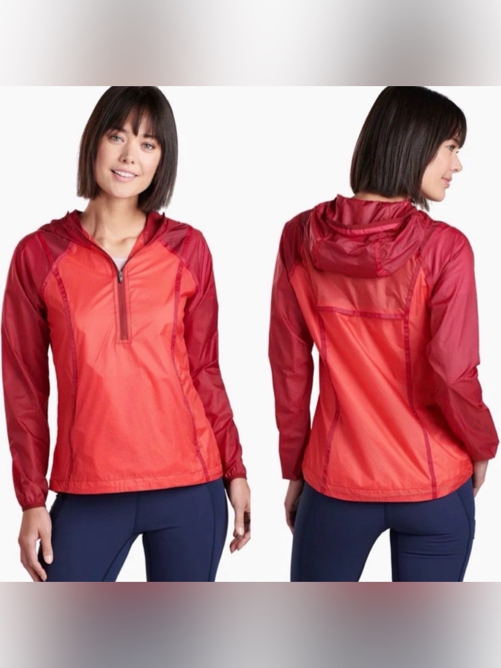 Kuhl Parajax Anorak Jacket Windbreaker Lightweight Hood - Coral Fusion - Medium